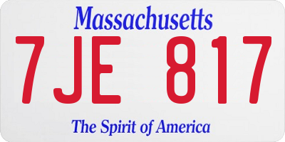 MA license plate 7JE817