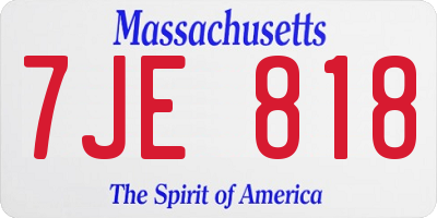 MA license plate 7JE818