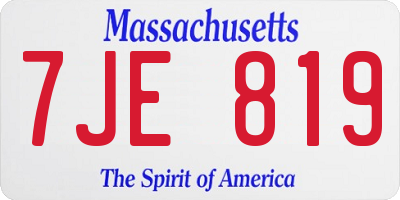 MA license plate 7JE819