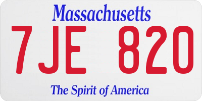MA license plate 7JE820