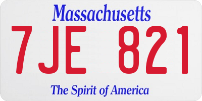 MA license plate 7JE821