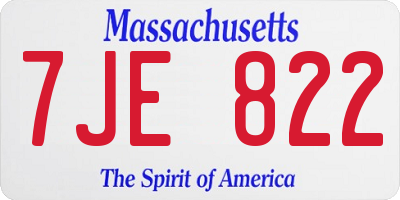 MA license plate 7JE822