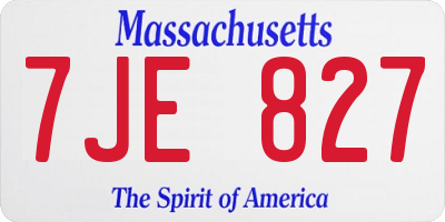 MA license plate 7JE827