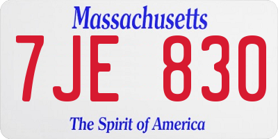 MA license plate 7JE830