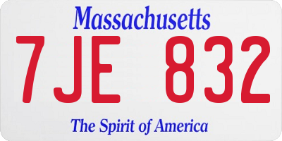 MA license plate 7JE832