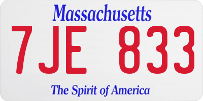 MA license plate 7JE833