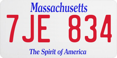 MA license plate 7JE834