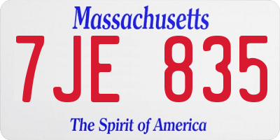 MA license plate 7JE835