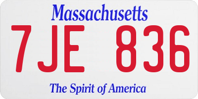 MA license plate 7JE836