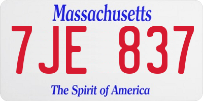 MA license plate 7JE837