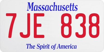 MA license plate 7JE838