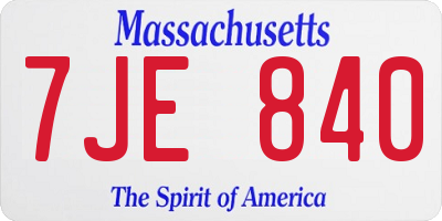MA license plate 7JE840