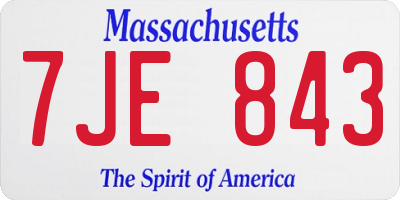MA license plate 7JE843
