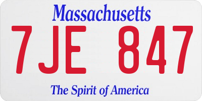 MA license plate 7JE847