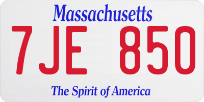 MA license plate 7JE850