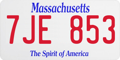 MA license plate 7JE853