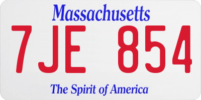 MA license plate 7JE854