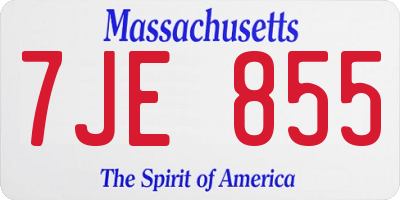 MA license plate 7JE855