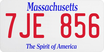 MA license plate 7JE856