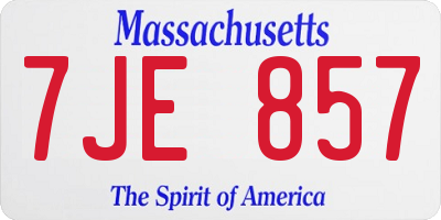 MA license plate 7JE857