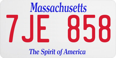 MA license plate 7JE858