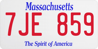 MA license plate 7JE859