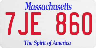 MA license plate 7JE860