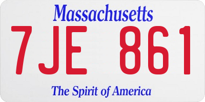 MA license plate 7JE861