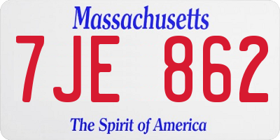 MA license plate 7JE862