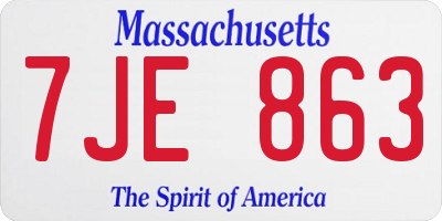 MA license plate 7JE863