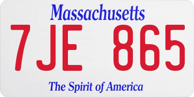MA license plate 7JE865
