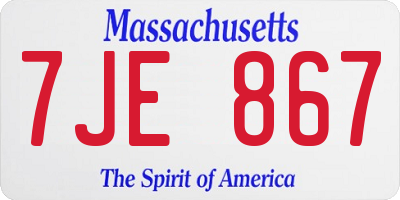 MA license plate 7JE867