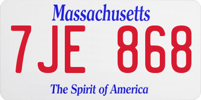 MA license plate 7JE868