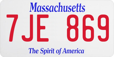 MA license plate 7JE869