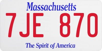 MA license plate 7JE870