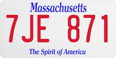 MA license plate 7JE871