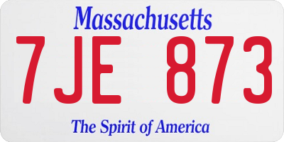 MA license plate 7JE873