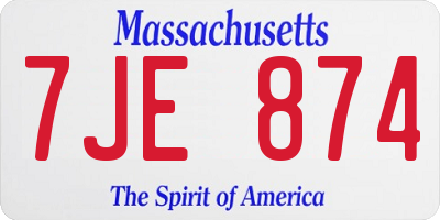 MA license plate 7JE874