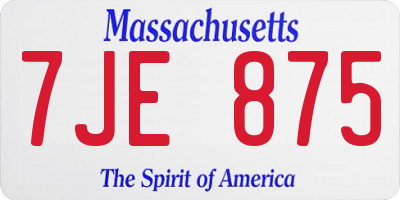 MA license plate 7JE875