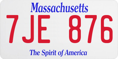 MA license plate 7JE876