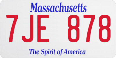 MA license plate 7JE878