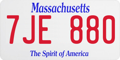 MA license plate 7JE880