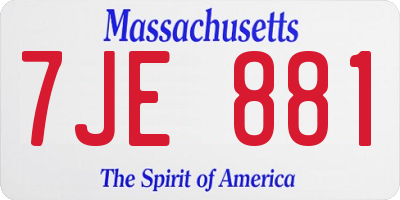 MA license plate 7JE881