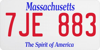 MA license plate 7JE883