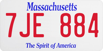 MA license plate 7JE884