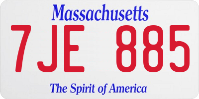 MA license plate 7JE885