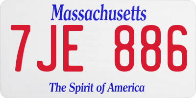 MA license plate 7JE886