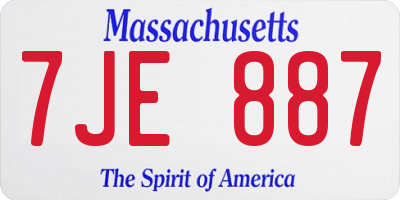 MA license plate 7JE887
