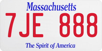 MA license plate 7JE888