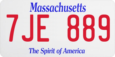MA license plate 7JE889